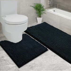 Luxurious Black Bath Mat Set